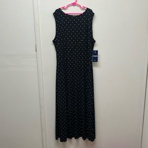 Chaps Black Polka Dot Sleeveless Dress - Size L